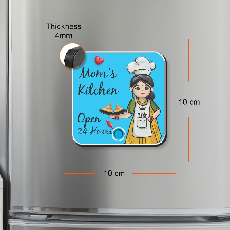 Mom’s Kitchen Open 24 Hours Personalized Musical Fridge Magnet Rechargeable Audio Magnet for Mom